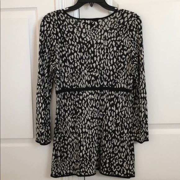 Michael Kors 100% cotton leopard cheetah wrap surplice babydoll knit sweater top - Picture 4 of 10